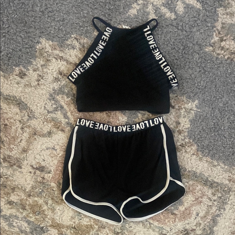 Black Love Print little girl set